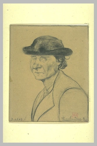 Charles Milcendeau - Portrait de paysan vendéen, à mi-corps, de profil à gauche