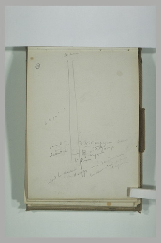 Alphonse de Neuville - Deux traits verticaux et notes manuscrites