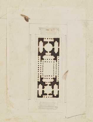 Edouard Villain - Plan centré d’un bâtiment rectangulaire allongé