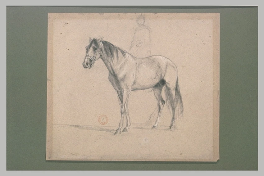 Eugène Fromentin - Etude de cheval et silhouette de cavalier
