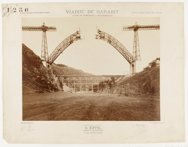 Alphonse Terpereau - Le Viaduc de Garabit, état des travaux le 6 avril 1884
