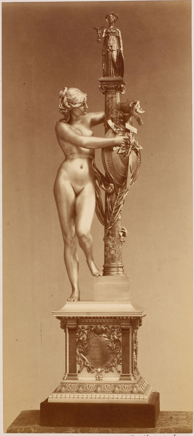 Louis-Emile Durandelle - Statue sur socle, cadeau pour E. Corroyer, offert par s...