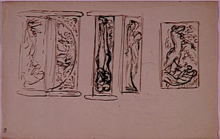 Georges Lacombe - Projets pour le lit sculpté par l'artiste pour son atelier de ...