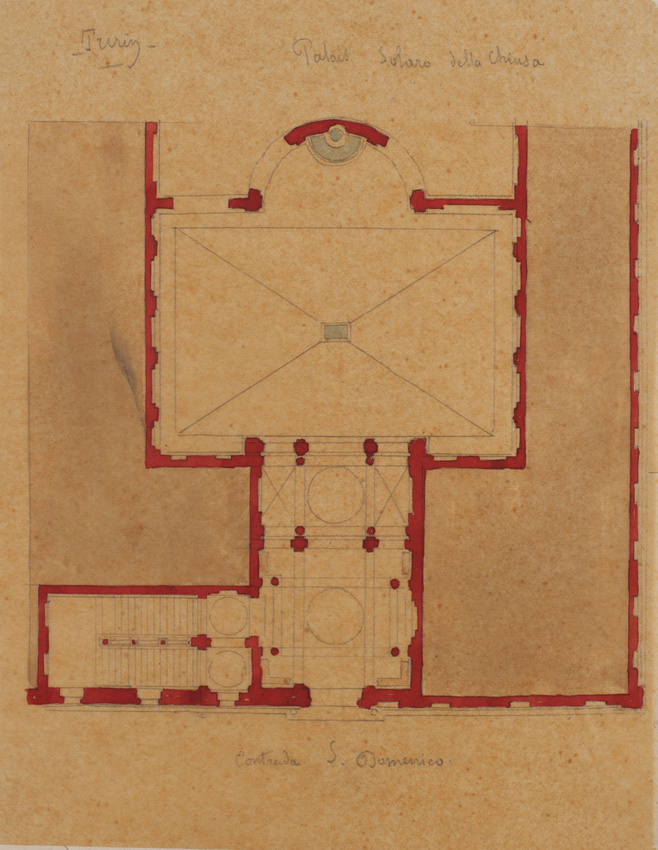 Edouard Villain - Plan du palais Solaro della Chiusa, contrada San Domenico, Tur...