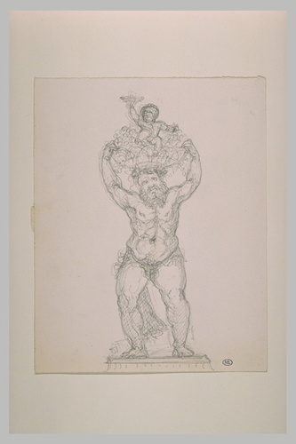 Eugène Guillaume - Silène portant sur sa tête l'enfant Bacchus dans une coupe