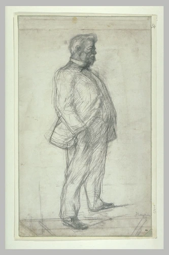 Henri de Toulouse-Lautrec - Portrait d'homme, la main droite dans la poche de so...