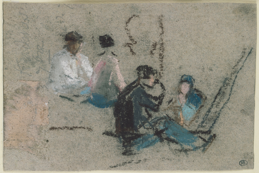 Eugène Boudin - Quatre figures assises (pardon de Kerdevot)