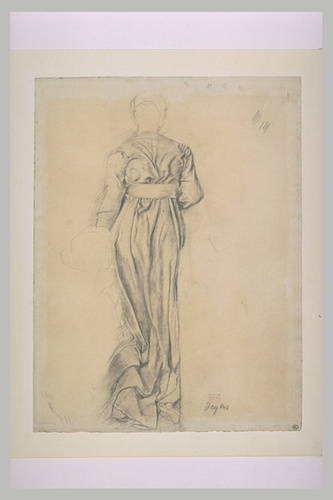 Edgar Degas - Femme, de dos, vêtue d'une robe longue, ample et ceinturée