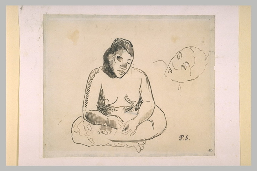 Paul Gauguin - Femme nue assise et étude de tête