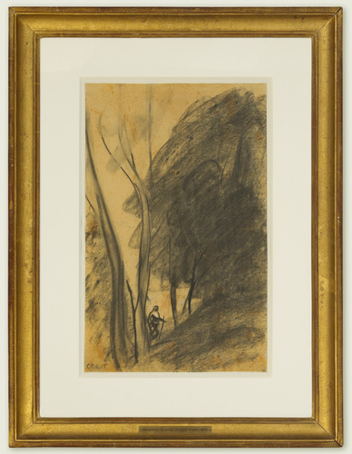 Camille Corot - Homme marchant sous les arbres