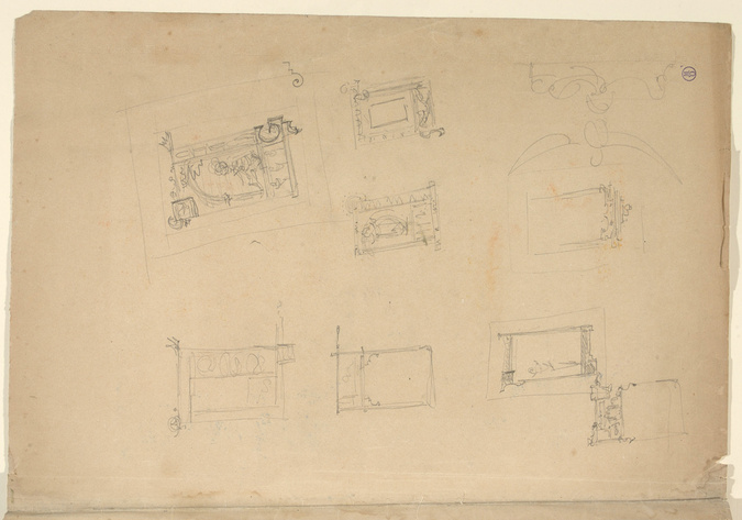 François Garas - Croquis de cartouches décoratifs