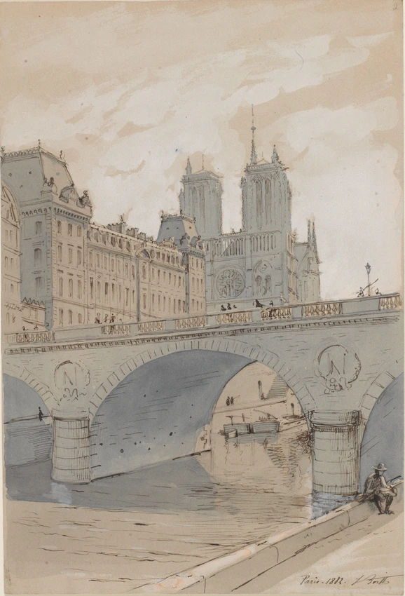 Le Pont Saint-Michel, la Préfecture de police et la cathédrale Notre-Dame - Louis Boitte