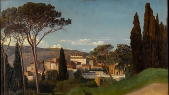 tableau, Achille Benouville, Vue d'une villa romaine, en 1844