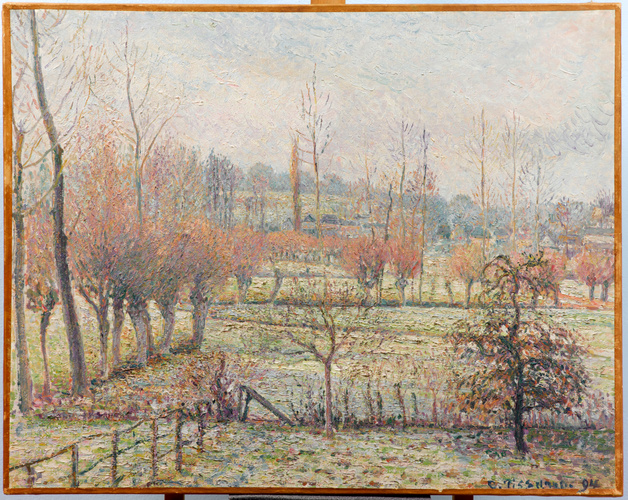 絵画 Camille Pissarro Printemps, Pruniers en Fichier:Camille Pissarro, Kitchen Garden with Trees in