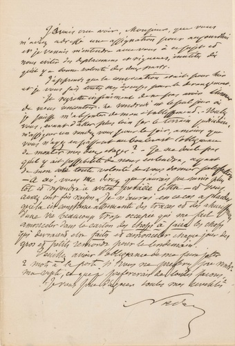 Nadar - Lettre de Félix Nadar, à un destinataire non identifié