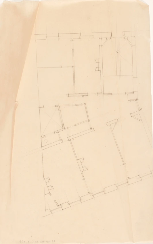 Victor Baltard - Plan d'une construction sur parcelle trapézoïdale