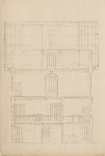 Louis Boitte - Orphelinat à Montier-en-Der, coupe transversale avec indication d...