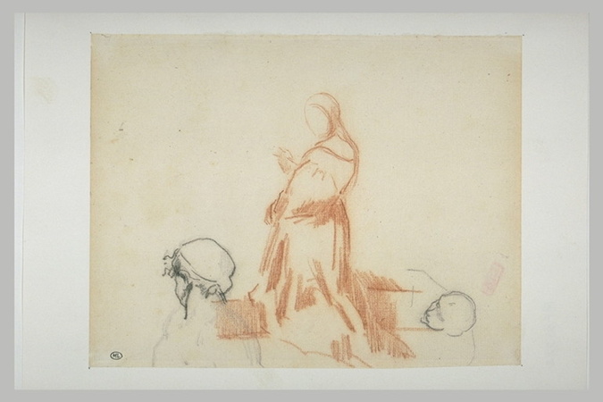 Edouard Manet - Femme agenouillée ; deux têtes