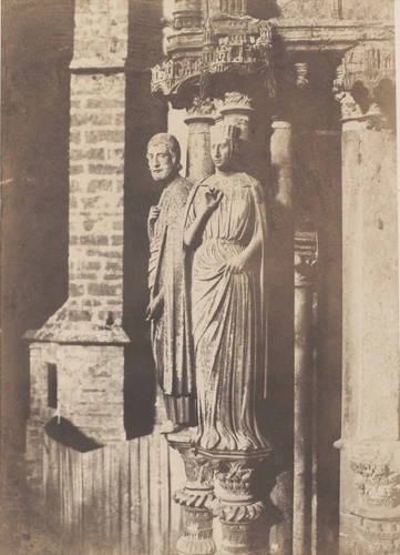 Charles Marville - Cathédrale de Chartres, grandes figures des pilastres du port...