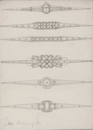 Enguerrand du Suau de la Croix - Broche à motif floral, cercle, croix, scarabée