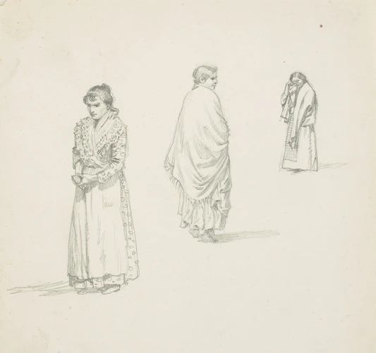 Eugène Grasset - Trois études de figures de femme (habits modestes)