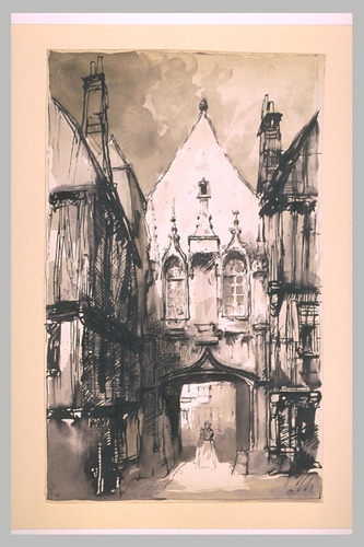 Charles Huard - Rue bordée de maisons gothiques