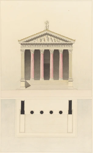 Léon Labrouste - Portique néo-classique avec colonnes corinthiennes et tympan sc...