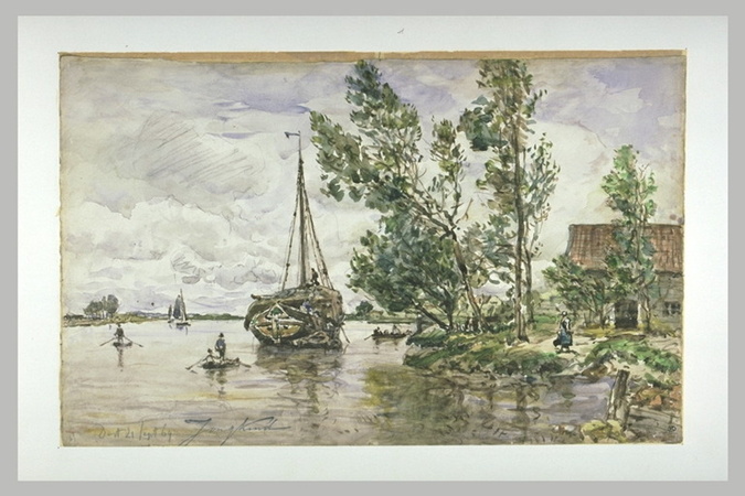 Johan Barthold Jongkind - Un bateau de foin sur la Meuse à Dordrecht