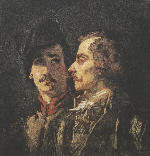 Thomas Couture - Deux têtes d'enrôlés, étude pour "L'enrôlement des volontaires ...