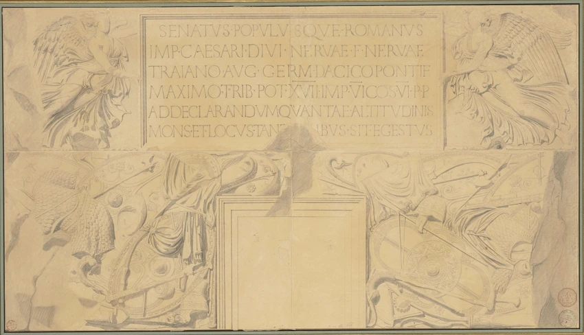 Colonne Trajane à Rome, bas-relief de la face principale du piédestal - Eugène Viollet-le-Duc
