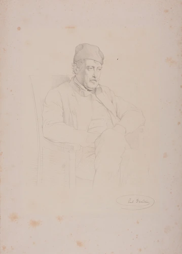 Paul Flandrin - Portrait d'un homme assis dans un fauteuil, les jambes croisées,...
