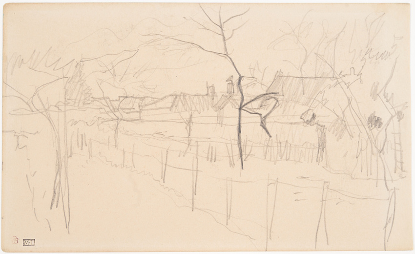 Pierre Bonnard - Paysage en hiver : prairie et maisons