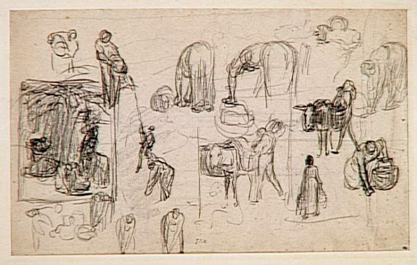 Jean-François Millet - Feuille d'études pour 'la Cueillette des Pommes'