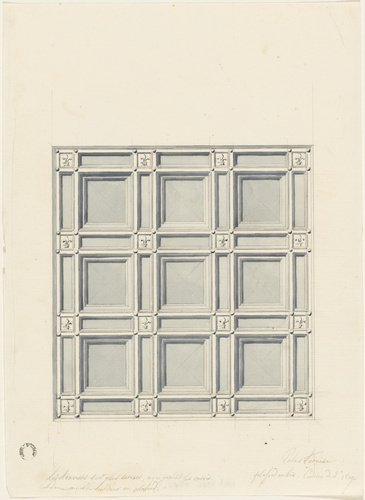 Alphonse Gosset - Rome, palais Farnèse, plafond en bois d'une cuisine du deuxièm...