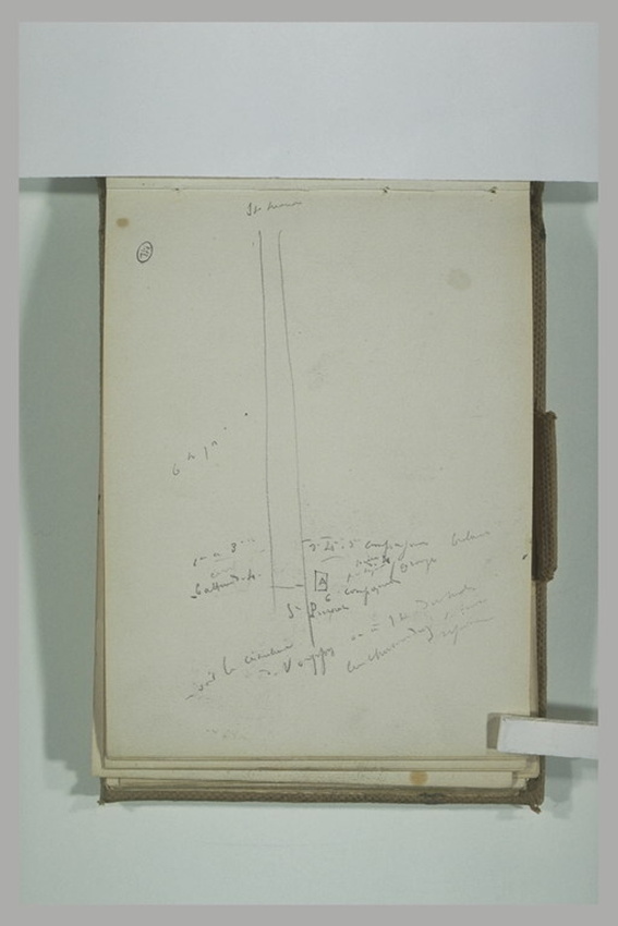 Alphonse de Neuville - Deux traits verticaux et notes manuscrites