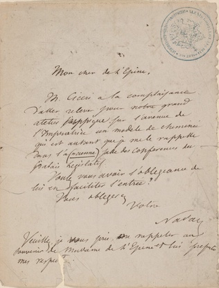 Nadar - Lettre manuscrite et signée de Nadar