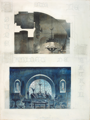 François Garas - Intérieur d'artiste, coupe sur le cabinet de travail