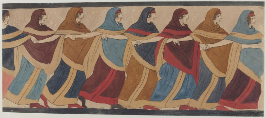 Louis Boitte - Danse funèbre, peinture provenant d'un tombeau étrusque à Ruvo, M...