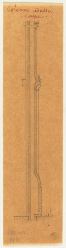 Alphonse Gosset - Projet d'étals pour la vente au détail, coupe d'une colonne ad...