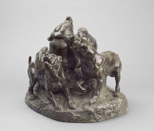 Antoine-Louis Barye - Ours terrassé par des chiens de grande race