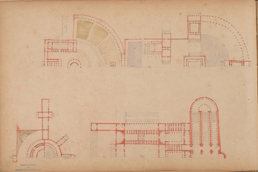 Quatre plans d'un palais romain d'après Piranèse - Louis Boitte