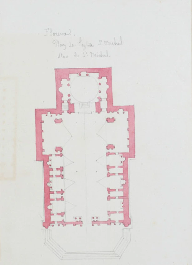 Edouard Villain - Plan de l'église Saint-Michel, place Saint-Michel, Florence
