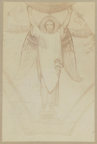 Ernest Freuler - Photographie d'un dessin préparatoire représentant un ange sout...