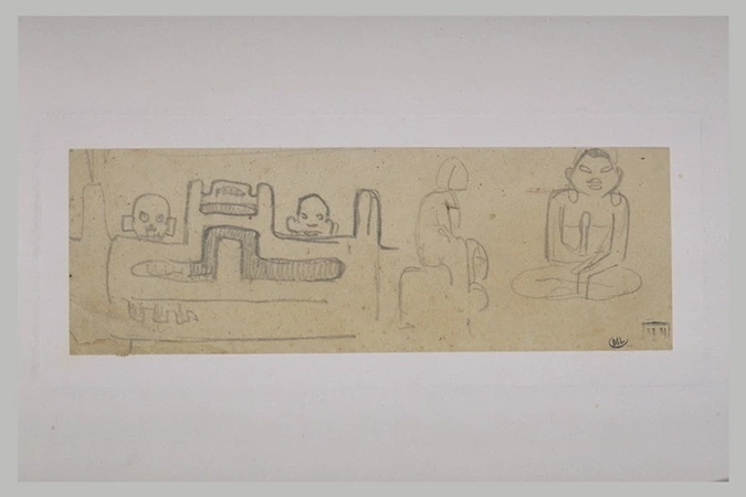 Paul Gauguin - Etudes : arabesques et têtes ; deux personnages primitifs