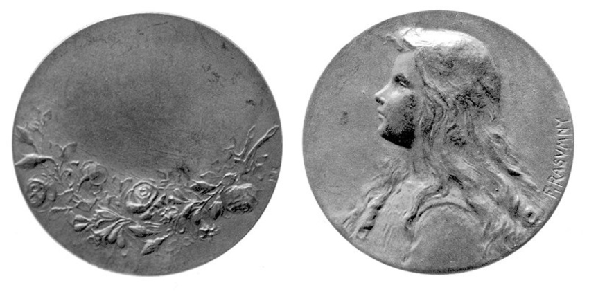 MÉDAILLE DE MÉRITE en Bronze Argenté Art Nouveau MASSONNET Edit 1928