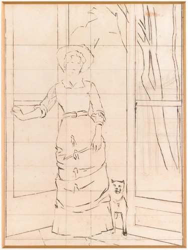 Albert Bartholomé - Etude pour le portrait de la femme de l'artiste entrant dans...