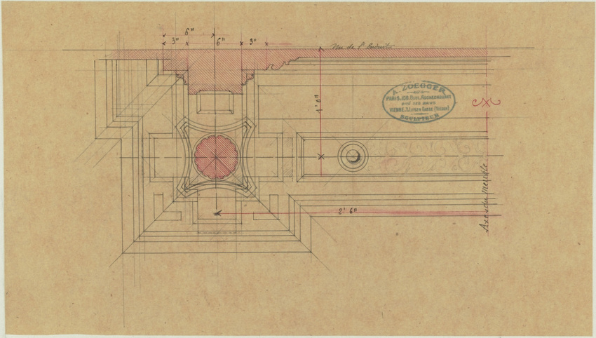 Antoine Zoegger - Profil et projection d'une partie de meuble