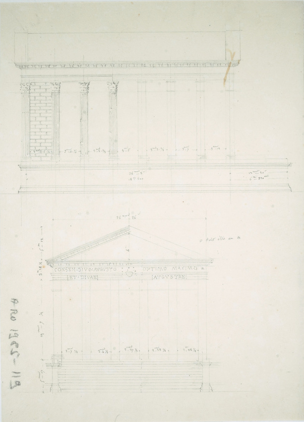Victor Ruprich-Robert - Nîmes, maison carrée, esquisses d'élévations des façades...