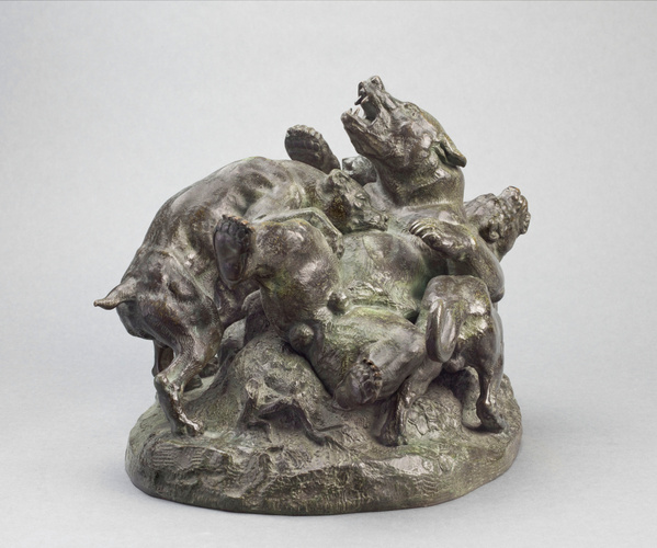 Antoine-Louis Barye - Ours terrassé par des chiens de grande race