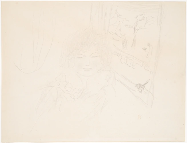 Pierre Bonnard - Jeune femme près d'une fenêtre avec oiseau sur le rebord